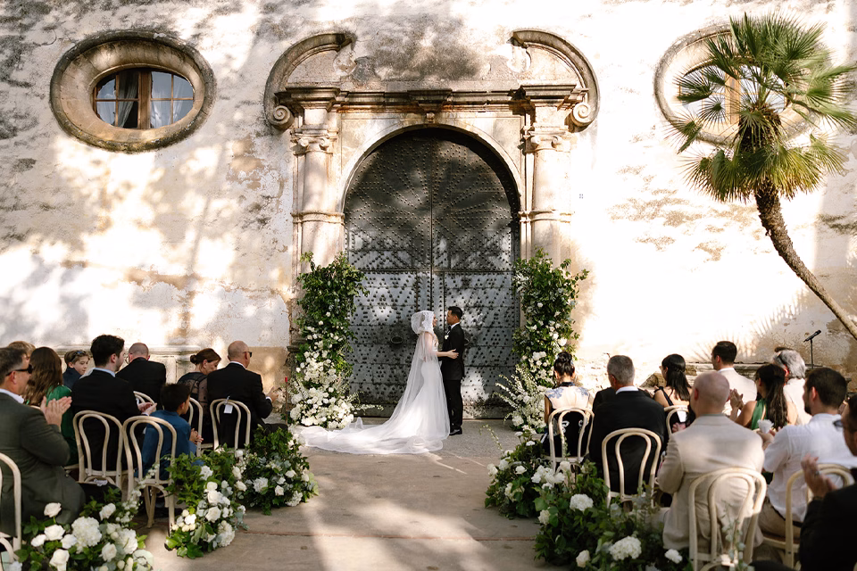 A wedding ceremony in Jardines de Alfabia, Mallorca.